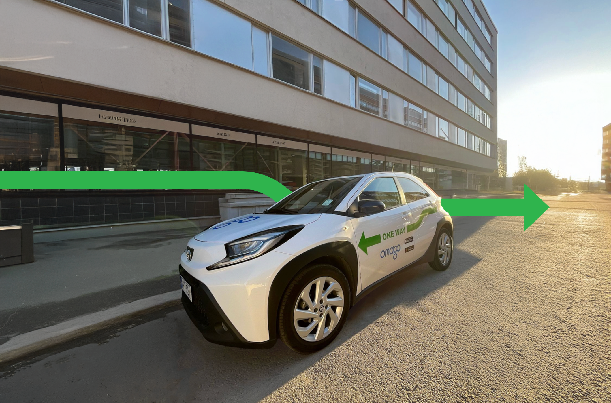 Omago one way yhdensuuntainen auton vuokraus