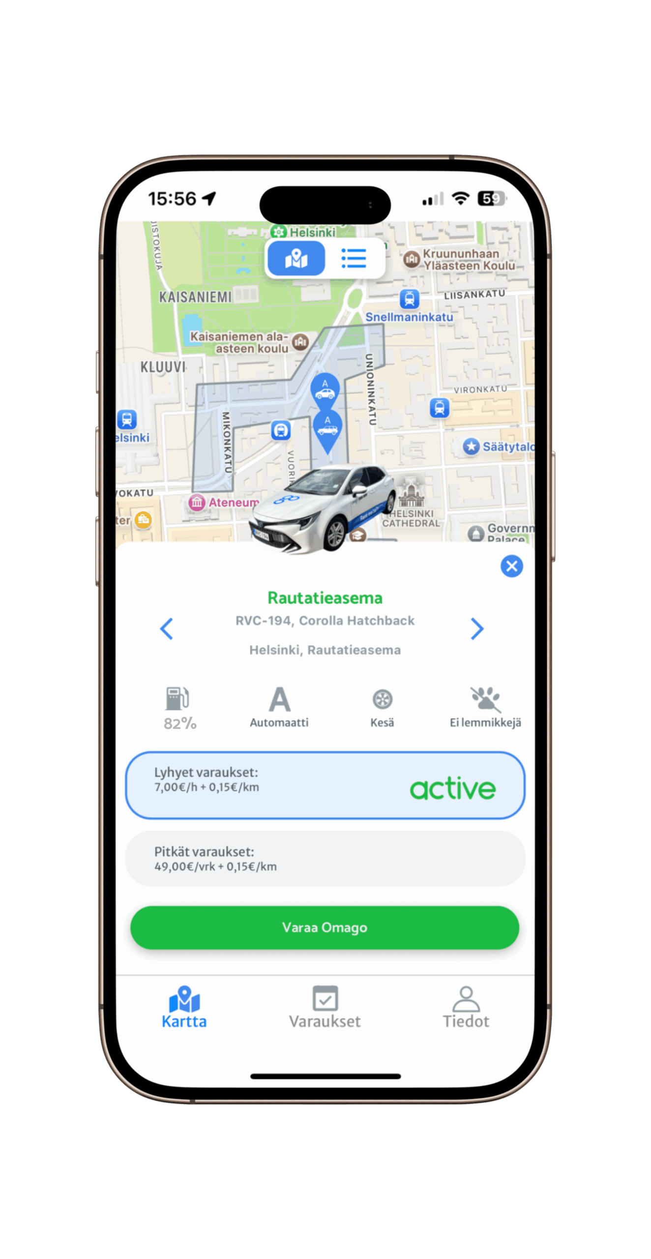 Yhteiskäyttöauto sovellus